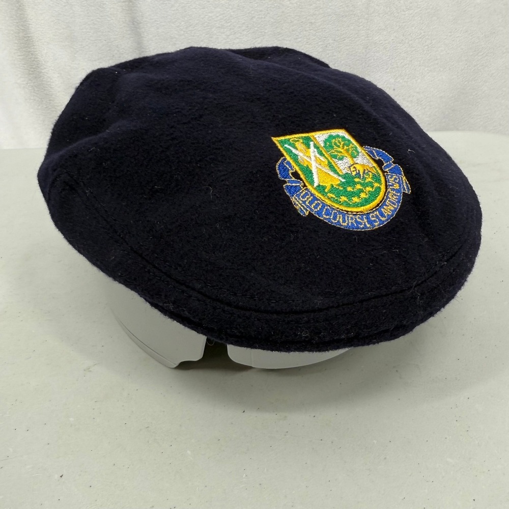 Kangol Navy Blue Wool Cashmere‎ Newsboy Golf Old St Andrews Crest Patch Cabbie